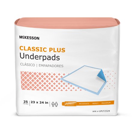 McKesson Disposable Underpad McKesson Classic Plus 23 X 24 Inch Fluff / Polymer Light Absorbency - Case of 200 - UPLT2324-CS