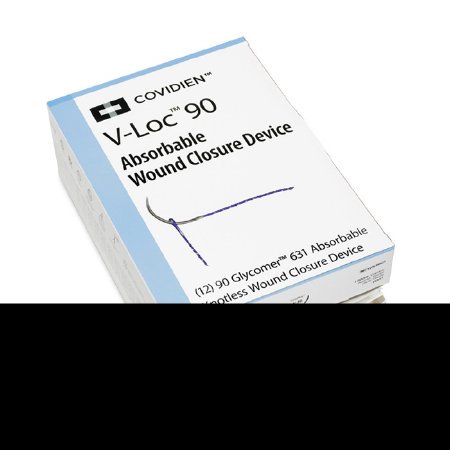 Covidien Absorbable Suture with Needle V-Loc™ 90 Wound Closure Device Polyester P-12 3/8 Circle Precision Reverse Cutting Needle Size 3 - 0 Barbed Monofilament - Box of 1 - VLOCM0004-BX