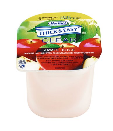 Hormel Food Sales Thickened Beverage Thick & Easy® 4 oz. Portion Cup Apple Flavor Liquid IDDSI Level 3 Moderately Thick/Liquidized - Case of 24 - 12687-CS