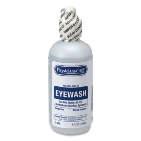 PhysiciansCare® by First Aid Only® First Aid Refill Components Disposable Eye Wash, 4 oz Bottle - Each - FAO-7006-EA