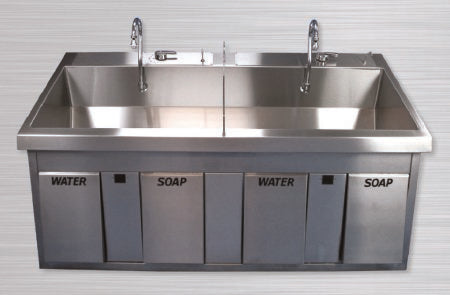 Future Health Concepts Surgical Scrub Sink Wall Mount / Free Standing Double Sink - Each - FHCSS64-EA