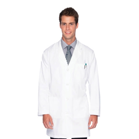 Standard Textile Lab Coat White Size 40 Mid Length Reusable - Each - 73000972-EA
