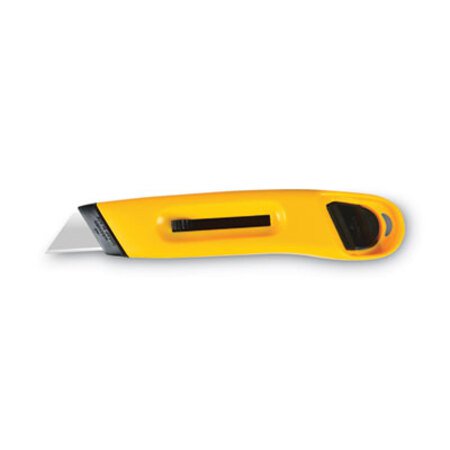 COSCO Plastic Utility Knife with Retractable Blade and Snap Closure, 6" Plastic Handle, Yellow - Each - COS-091467-EA