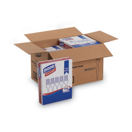 Dixie® Plastic Cutlery, Heavyweight Forks, White, 1,000/Carton - CT/1 - DXE-FH207CT-CT
