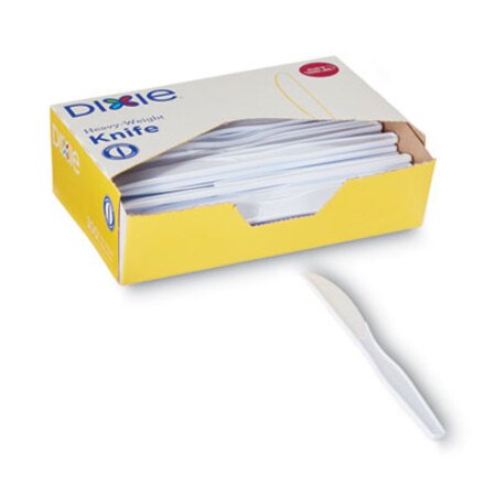 Dixie® Plastic Cutlery, Heavyweight Knives, White, 100/Box - Box of 1 - DXE-KH207-BX
