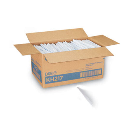 Dixie® Plastic Cutlery, Heavyweight Knives, White, 1,000/Carton - CT/1 - DXE-KH217-CT
