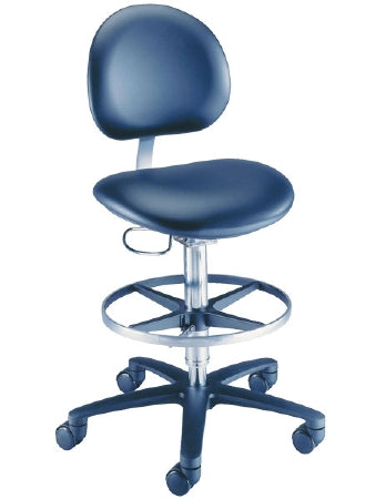 The Brewer Company Lab Stool Millennium Series Contoured Backrest Pneumatic Height Adjustment 5 Casters Royal Blue - Each - 21521B-US354-EA