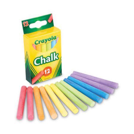 Crayola® Chalk, 3" x 0.38" Diameter, 6 Assorted Colors, 12 Sticks/Box - Box of 1 - CYO-510816-BX
