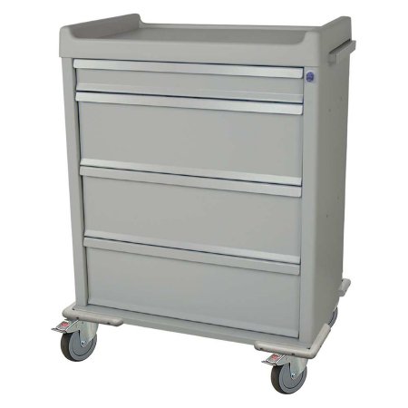 Harloff Punch Card Medication Cart Standard Line Steel, Aluminum 36 W X 45.75 H X 23.5 D Inch 1 Drawer, 4 Inch / 3 Drawers, 9.75 Inch - Each - SL550PC-EA