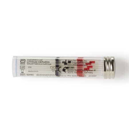 Abbott Rapid Dx North America LLC Cholestech LDX® Capillary Blood Collection Tube Micro-hematocrit Heparin Additive 40 µL Red Stripe / Black Stripe Without Closure Plastic Tube - VL/50 - 52193-VL