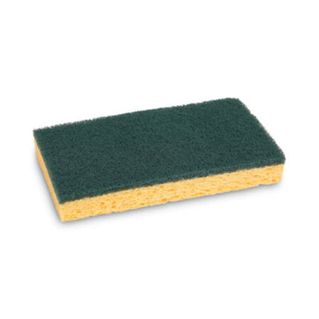 Boardwalk® Scrubbing Sponge, Medium Duty, 3.6 x 6.1, 0.75" Thick, Yellow/Green, Individually Wrapped, 20/Carton - CT/1 - BWK-174-CT