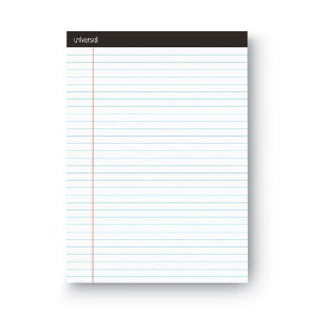 Universal® Premium Ruled Writing Pads with Heavy-Duty Back, Wide/Legal Rule, Black Headband, 50 White 8.5 x 11 Sheets, 12/Pack - Pack of 1 - UNV-30730-PK