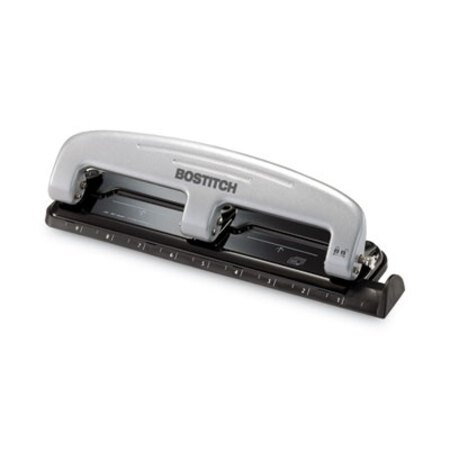 Bostitch® 12-Sheet EZ Squeeze Three-Hole Punch, 9/32" Holes, Black/Silver - Each - ACI-2101-EA