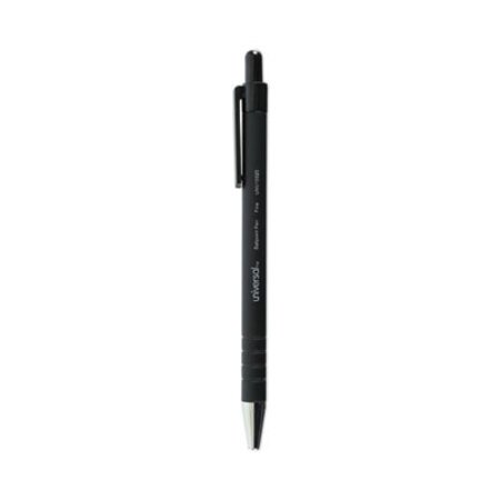 Universal™ Ballpoint Pen, Retractable, Fine 0.7 mm, Black Ink, Black Barrel, Dozen - DZ/1 - UNV-15520-DZ