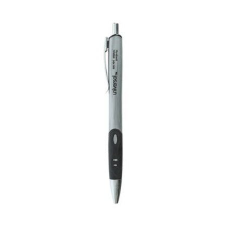Universal™ Comfort Grip Gel Pen, Retractable, Medium 0.7 mm, Black Ink, Silver Barrel, 36/Pack - CT/1 - UNV-39724-CT