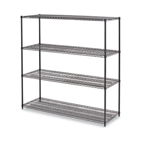Alera® BA Plus Wire Shelving Kit, Four-Shelf, 72w x 24d x 72h, Black Anthracite Plus - Each - ALE-SW207224BA-EA