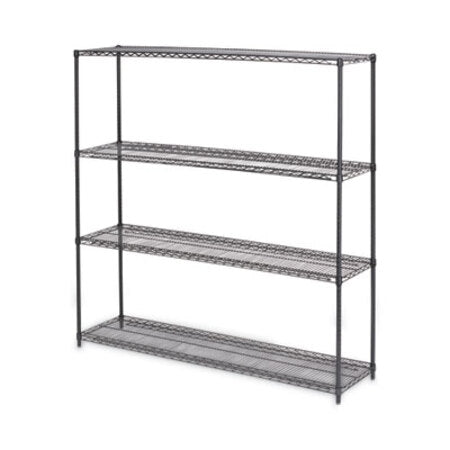 Alera® BA Plus Wire Shelving Kit, Four-Shelf, 72w x 18d x 72h, Black Anthracite Plus - Each - ALE-SW207218BA-EA