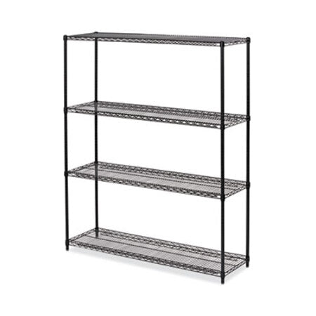 Alera® All-Purpose Wire Shelving Starter Kit, Four-Shelf, 60w x 18d x 72h, Black Anthracite Plus - Each - ALE-SW206018BA-EA