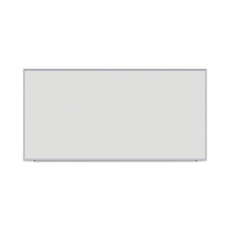 Universal® Deluxe Melamine Dry Erase Board, 96 x 48, Melamine White Surface, Silver Anodized Aluminum Frame - Each - UNV-43627-EA