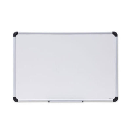 Universal® Deluxe Porcelain Magnetic Dry Erase Board, 36 x 24, White Surface, Silver/Black Aluminum Frame - Each - UNV-43841-EA