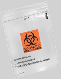 Minigrip Specimen Transport Bag with Document Pouch Speci-Zip® 20 X 24 Inch Zip Closure Biohazard Symbol / Storage Instructions NonSterile - Case of 100 - IP2024B3T-CS