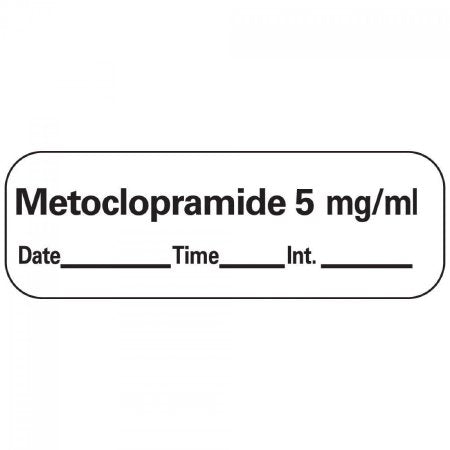 Precision Dynamics Drug Label PDC® Anesthesia Label Metoclopramide 5 mg/mL Date_Time_Int Violet / White 1/2 X 1-1/2 Inch - Roll of 1 - LAN-17D5-RL