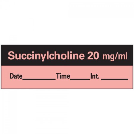 Precision Dynamics Drug Label PDC® Anesthesia Label SUCCINYLCHOLINE 20 mg / mL / Date _____ Time _____ Int. _____ Fluorescent Red 1/2 X 1-1/2 Inch - Roll of 1 - AN-20D20-RL
