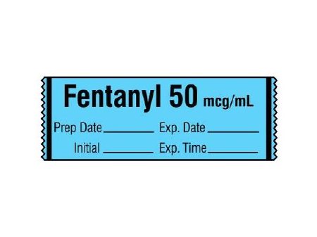Shamrock Scientific Drug Label Shamrock Anesthesia Label FENTANYL 50 mcg / mL / Prep Date _____ Exp. Date _____ / Initial _____ Exp. Time _____ Blue 1/2 X 1 Inch - Roll of 1 - SA-2420-EXP-RL