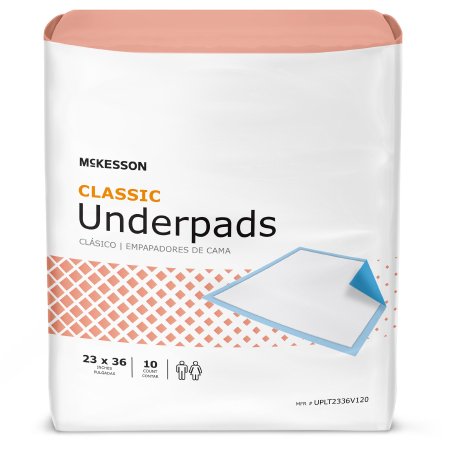 McKesson Disposable Underpad McKesson Classic 23 X 36 Inch Fluff Mat Light Absorbency - Bag of 10 - UPLT2336V120-BG
