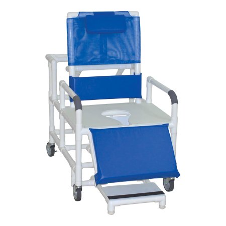 MJM International Shower Chair MJM International Fixed Arms PVC Frame Reclining Backrest 26 Inch Seat Width Internal / 30 Inch Seat Width External 600 lbs. Weight Capacity - Each - 196-26-BAR-EA