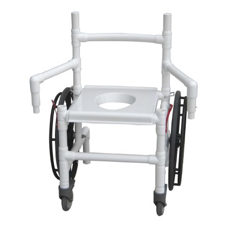 MJM International Commode / Shower Chair MJM International Fixed Arms PVC Frame 18 Inch Seat Width 350 lbs. Weight Capacity - Each - 131-18-24W-F-DE-CON-EA