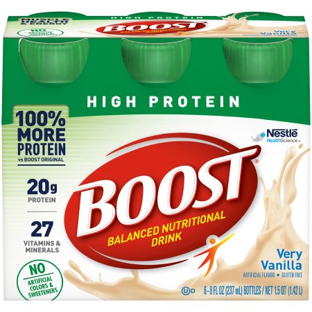 Nestle Healthcare Nutrition Oral Supplement Boost® High Protein Very Vanilla Flavor Liquid 8 oz. Bottle - Pack of 6 - 00041679941362-PK