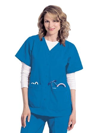 Landau Uniforms Scrub Shirt Small Steel Gray 4 Pockets Short Set-In Sleeve Female - Each - 8232STPSML-EA