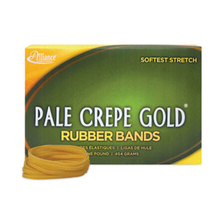 Alliance® Pale Crepe Gold Rubber Bands, Size 32, 0.04" Gauge, Golden Crepe, 1 lb Box, 1,100/Box - Box of 1 - ALL-20325-BX