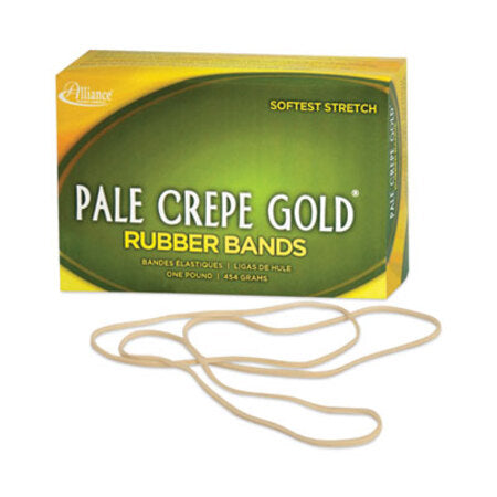 Alliance® Pale Crepe Gold Rubber Bands, Size 117B, 0.06" Gauge, Golden Crepe, 1 lb Box, 300/Box - Box of 1 - ALL-21405-BX