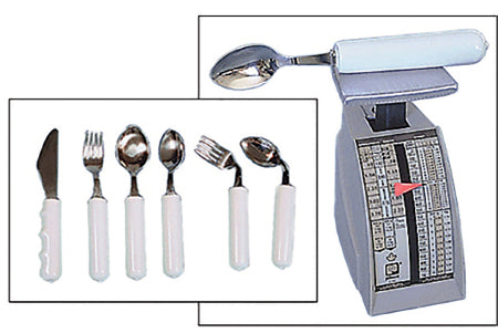 Fabrication Enterprises Soup Spoon Comfort Grip Weighted White Metal - Each - 61-0033-EA