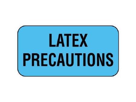 Shamrock Scientific Pre-Printed Label Allergy Alert Blue LATEX PRECAUTIONS Black Alert Label 3/4 X 1-1/2 Inch - Roll of 500 - UPCR-3011-RL
