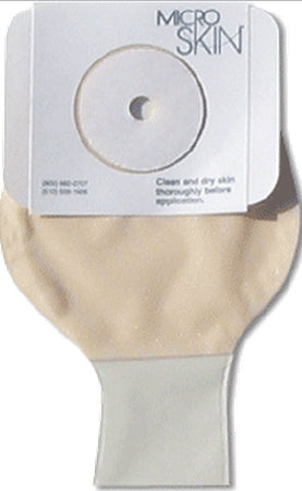 Cymed Colostomy Pouch MicroSkin® One-Piece System 9 Inch Length 1-1/4 Inch Stoma Drainable Flat, Pre-Cut - Box of 12 - 41432-BX