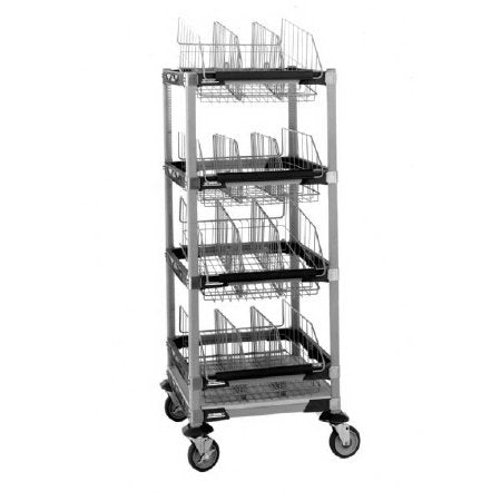 Intermetro Industries IV Transport Cart MetroMax i® Polymer 24 X 24 X 60 Inch Wire Shelves, 4 Baskets - Each - MXIV1-EA