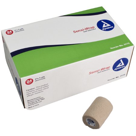 Dynarex Cohesive Bandage Sensi-Wrap 3 Inch X 5 Yard Self-Adherent Closure Tan NonSterile Standard Compression - Case of 24 - 3173-CS
