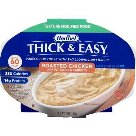 Hormel Food Sales Thickened Food Thick & Easy® Purees 7 oz. Tray Roasted Chicken with Potatoes / Carrots Flavor Puree IDDSI Level 2 Mildly Thick - Case of 7 - 60748-CS