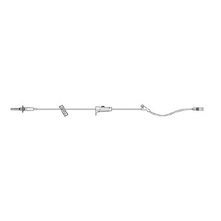 ICU Medical Primary IV Administration Set Bravo 24® Gravity 1 Port 60 Drops / mL Drip Rate 70 Inch Tubing - Case of 50 - 1422228-CS