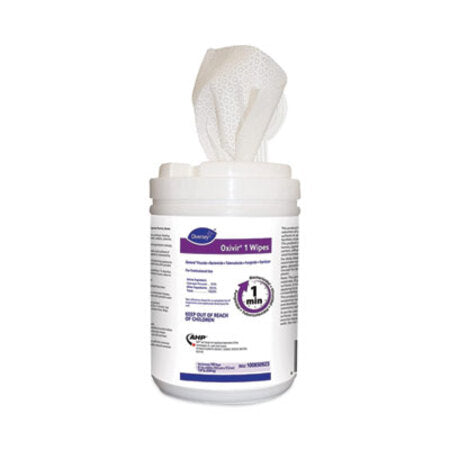 Diversey™ Oxivir 1 Wipes, 1-Ply, 6 x 7, 160/Canister, 12 Canisters/Carton - CT/12 - DVO-100850923-CT