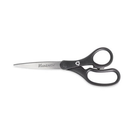 Westcott® KleenEarth Basic Plastic Handle Scissors, 8" Long, 3.25" Cut Length, Black Straight Handles, 3/Pack - Pack of 1 - ACM-15585-PK