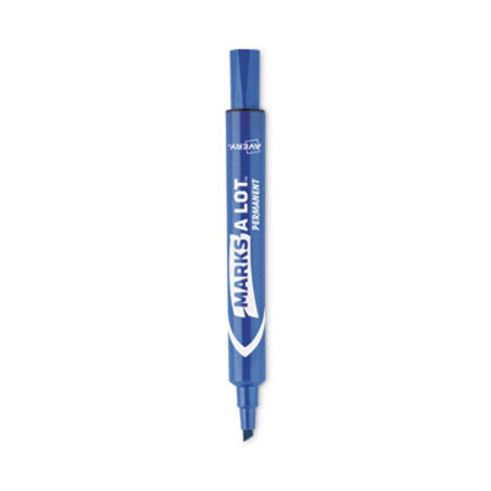 Avery® MARKS A LOT Large Desk-Style Permanent Marker, Broad Chisel Tip, Blue, Dozen (8886) - DZ/1 - AVE-08886-DZ