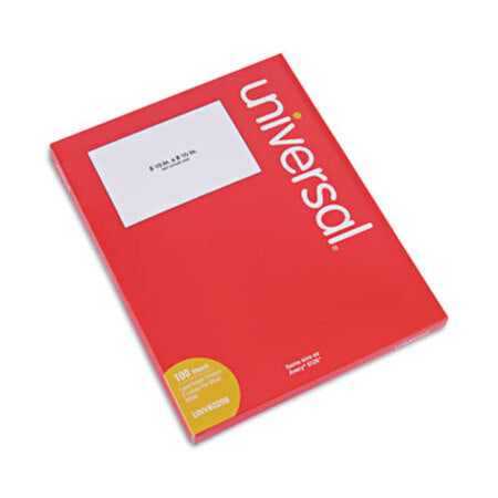 Universal® White Labels, Inkjet/Laser Printers, 5.5 x 8.5, White, 2/Sheet, 100 Sheets/Pack - Pack of 1 - UNV-80206-PK