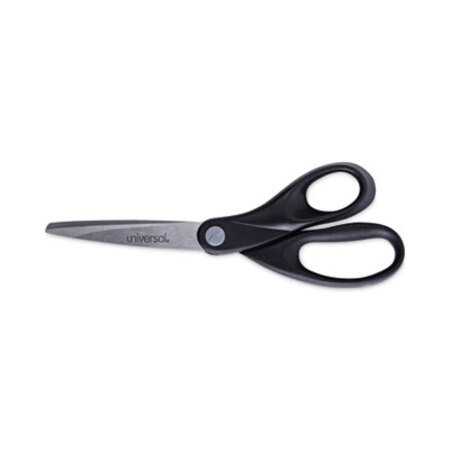 Universal® Stainless Steel Office Scissors, 8" Long, 3.75" Cut Length, Black Straight Handle - Each - UNV-92009-EA