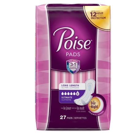 Kimberly Clark Bladder Control Pad Poise® 15.9 Inch Length Heavy Absorbency Sodium Polyacrylate Core One Size Fits Most - Pack of 27 - 33593-PK