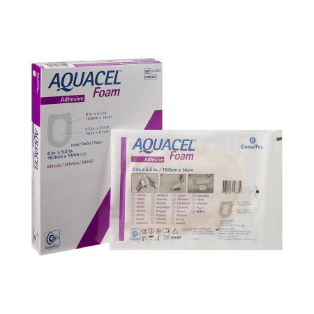 ConvaTec Foam Dressing Aquacel® 5-1/2 X 8 Inch With Border Waterproof Film Backing Silicone Adhesive Heel Sterile - Each - 420625-EA