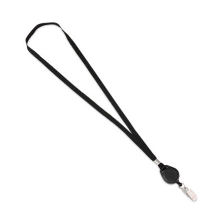 Advantus Lanyards with Retractable ID Reels, Metal Clip Fastener, 34" Long, Black, 12/Pack - Box of 1 - AVT-75549-BX